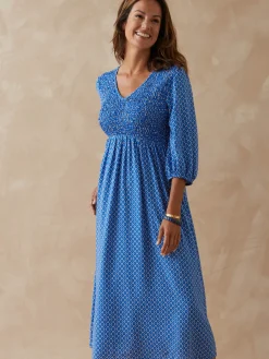 Robe longue à smocks