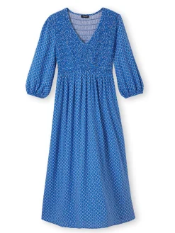 Robe longue à smocks