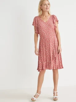 Robe volantée en crêpe fluide