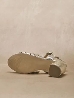 Sandales à talon cuir métallisé