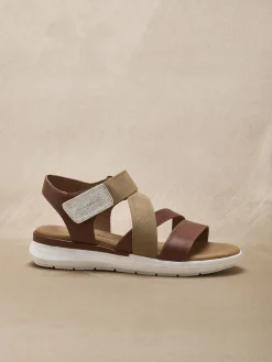 Sandales cuir à scratch et élastiques