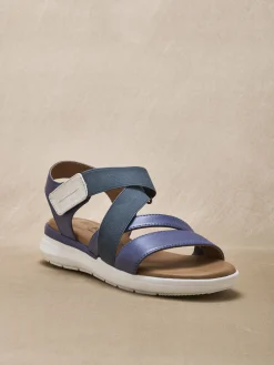 Sandales cuir à scratch et élastiques