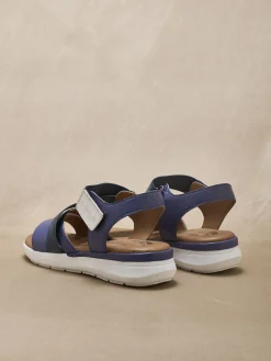 Sandales cuir à scratch et élastiques