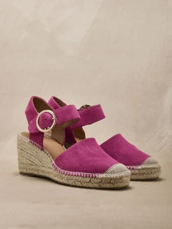 Sandales cuir velours