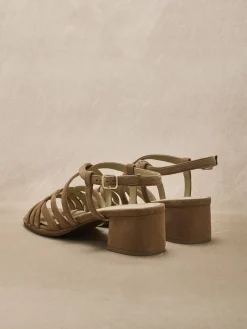 Sandales cuir velours