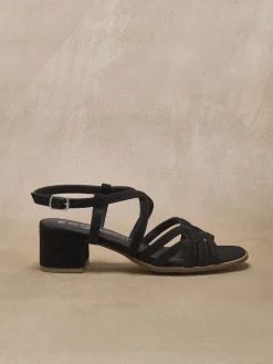 Sandales cuir velours