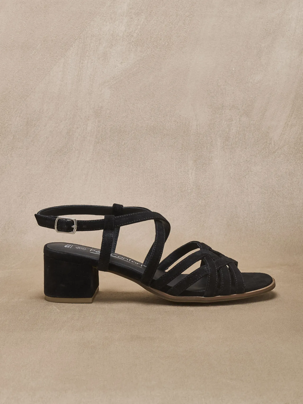 Sandales cuir velours