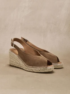 Sandales cuir velours esprit espadrilles