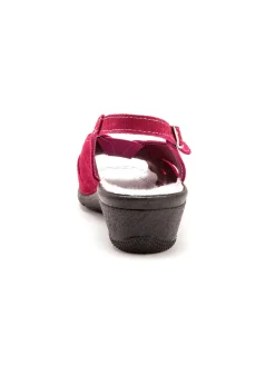 Sandales cuir velours grande largeur