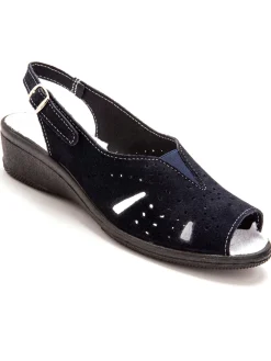 Sandales cuir velours grande largeur