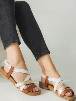 Sandales plates en cuir