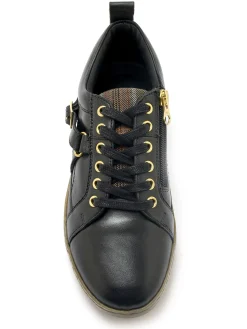 Sneakers basses à lacets et zip côté