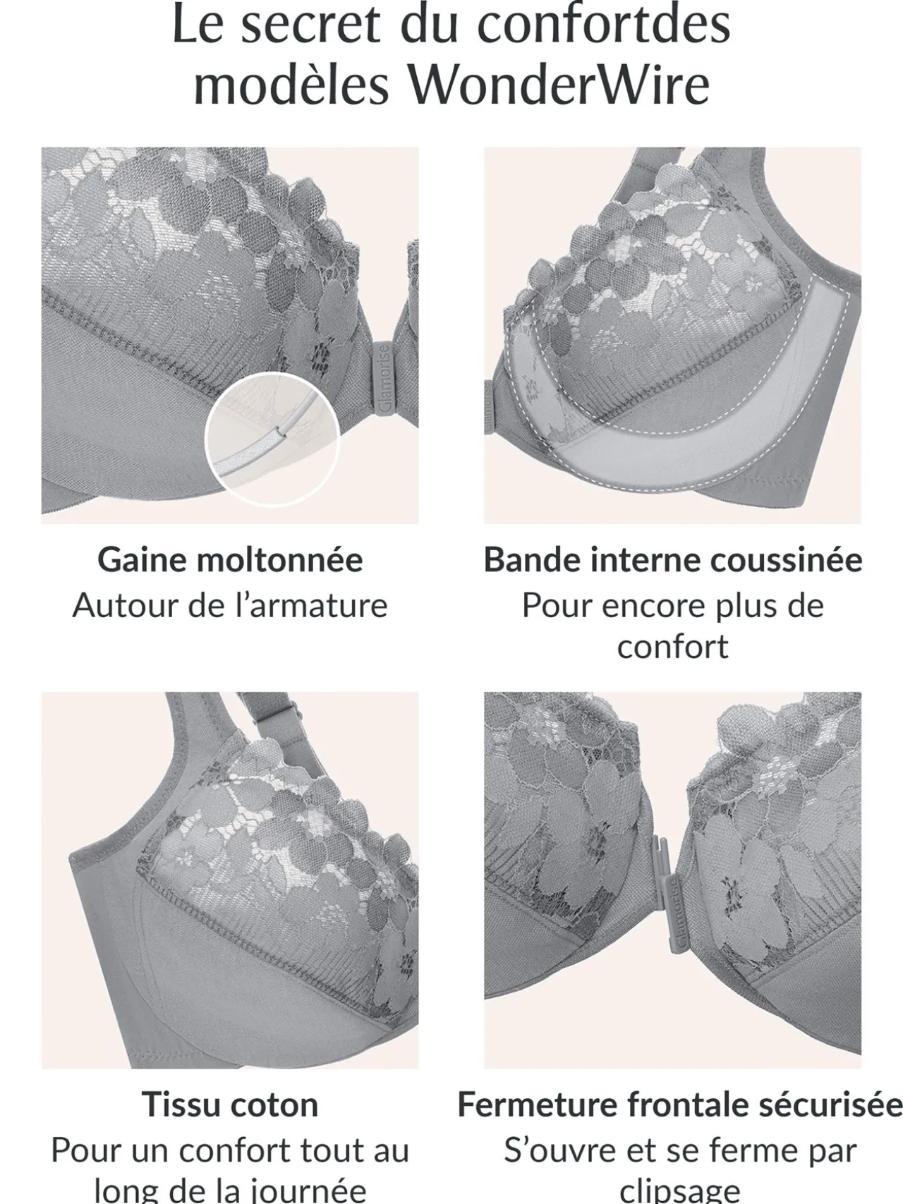 Soutien-gorge à armatures ouvert devant