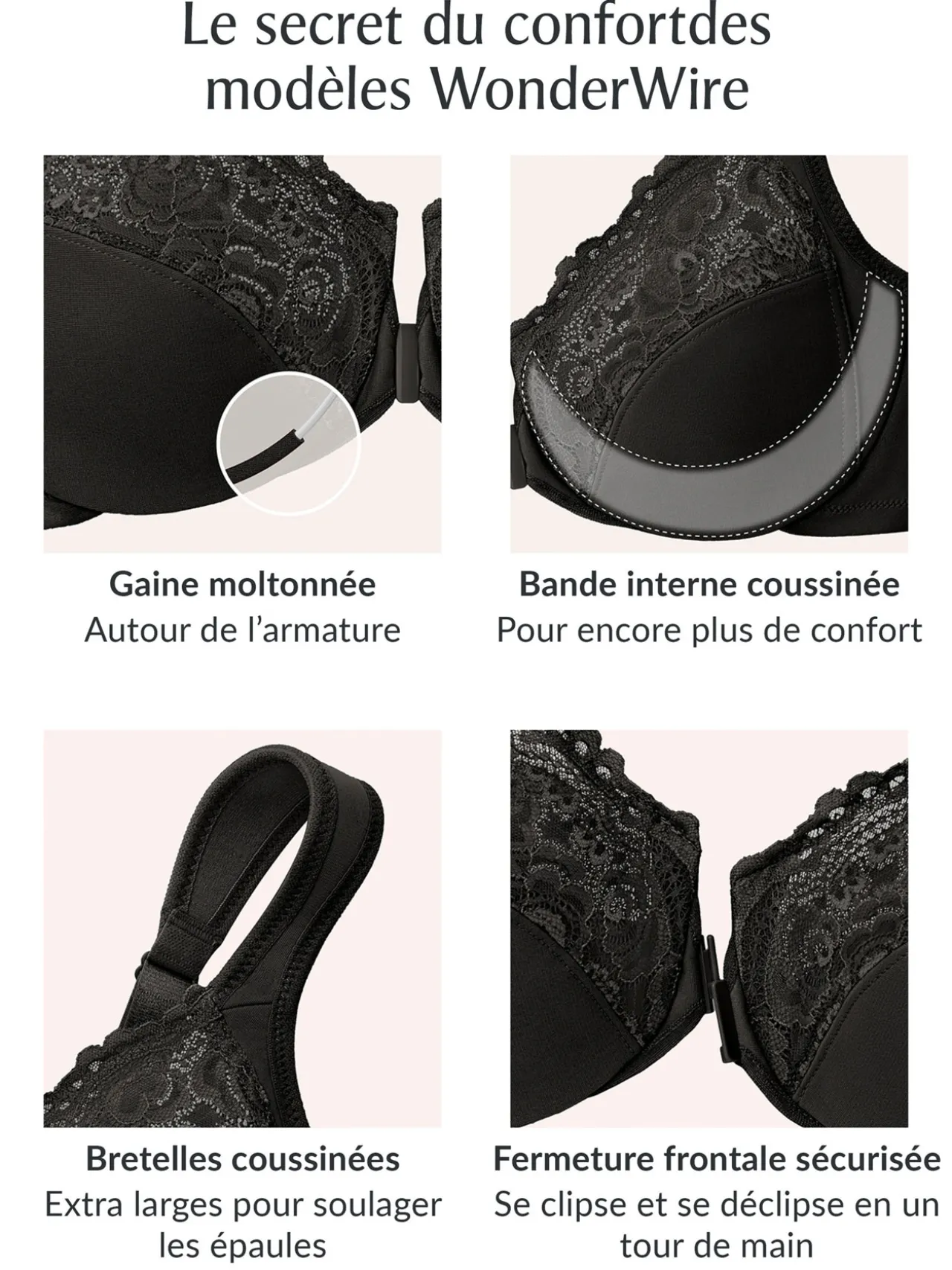 Soutien-gorge Elegance, agrafage devant