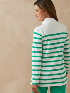 Sweat-shirt rayé col montant