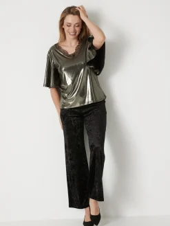 Tee-shirt brillant avec dentelle