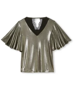 Tee-shirt brillant avec dentelle