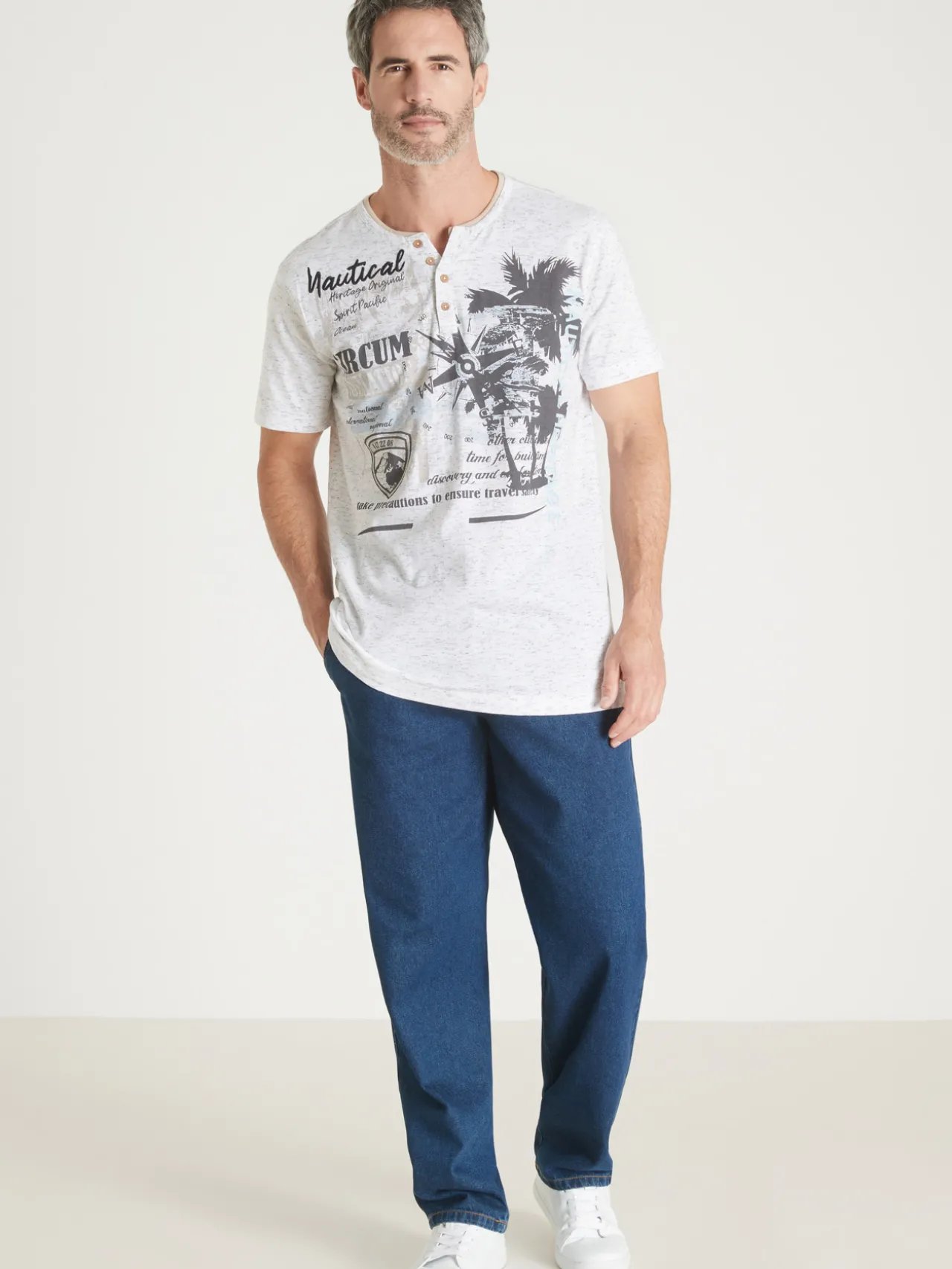 Tee-shirt chiné motif nautique