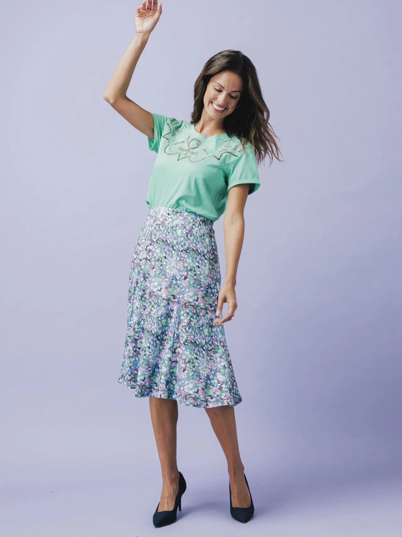 Tee-shirt coton à broderies ajourées