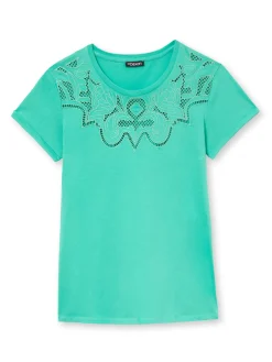 Tee-shirt coton à broderies ajourées