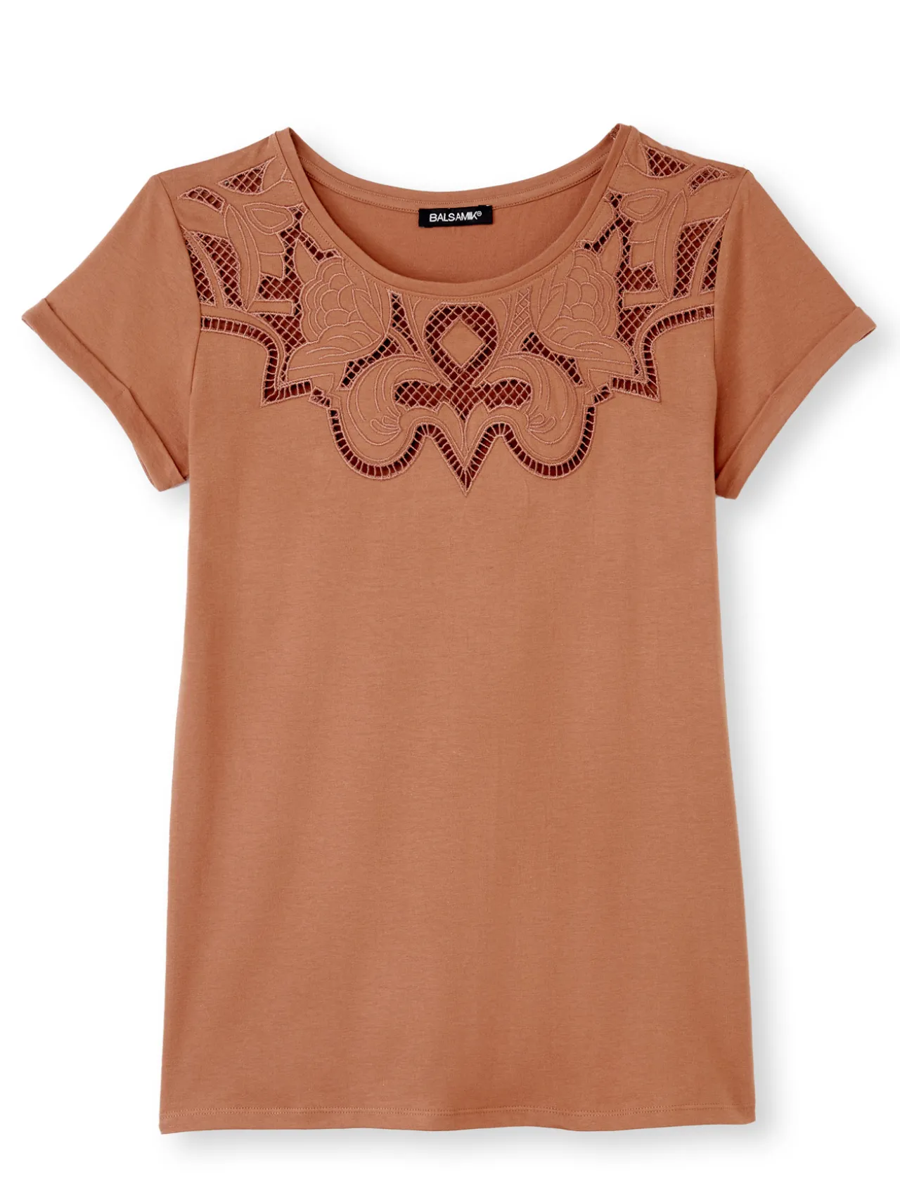 Tee-shirt coton à broderies ajourées