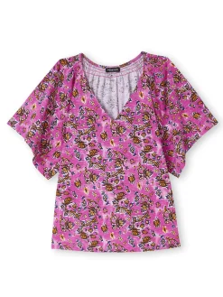 Tee-shirt encolure V avec smocks