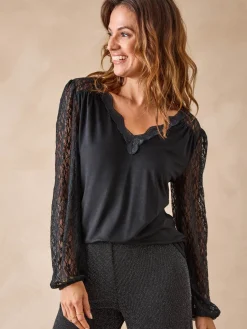 Tee-shirt fantaisie avec dentelle