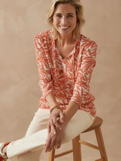 Tee-shirt maille gaufrée col volanté