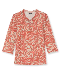 Tee-shirt maille gaufrée col volanté