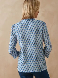 Tee-shirt maille gaufrée col volanté