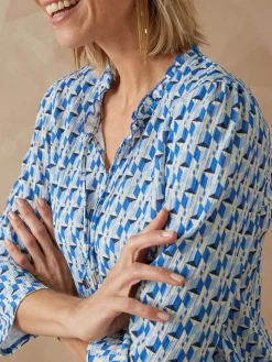 Tee-shirt maille gaufrée col volanté