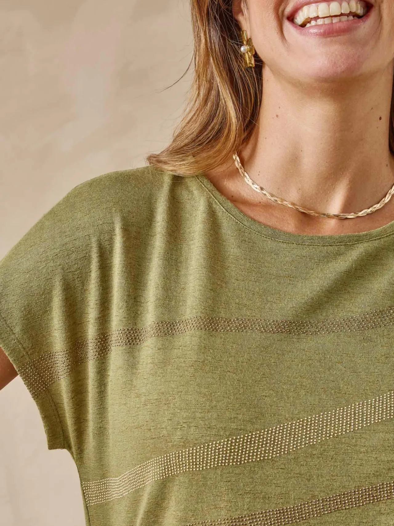 Tee-shirt manches T détails strass