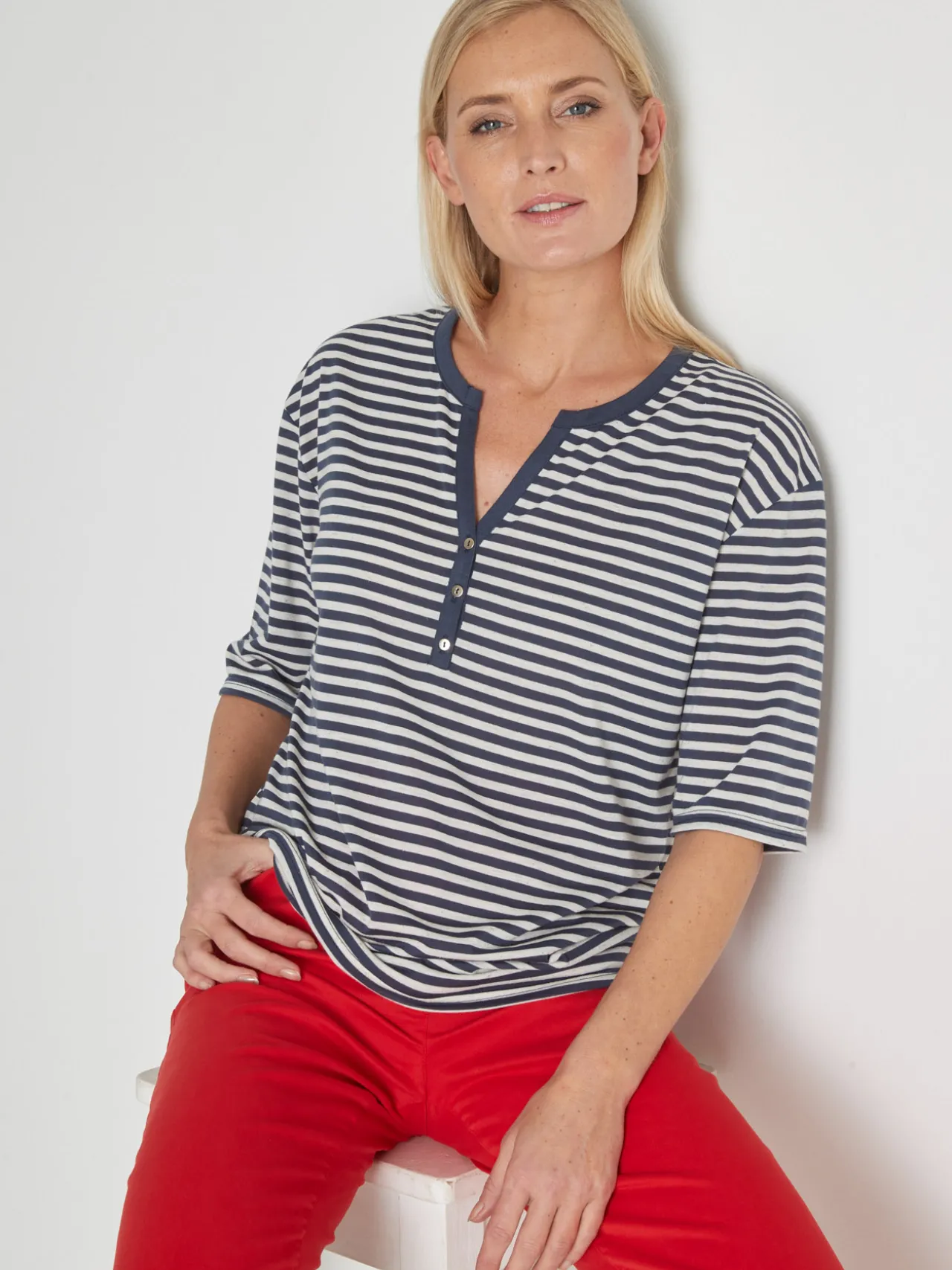 Tee-shirt marinière avec lin