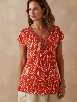 Tee-shirt perles fantaisie maille fluide