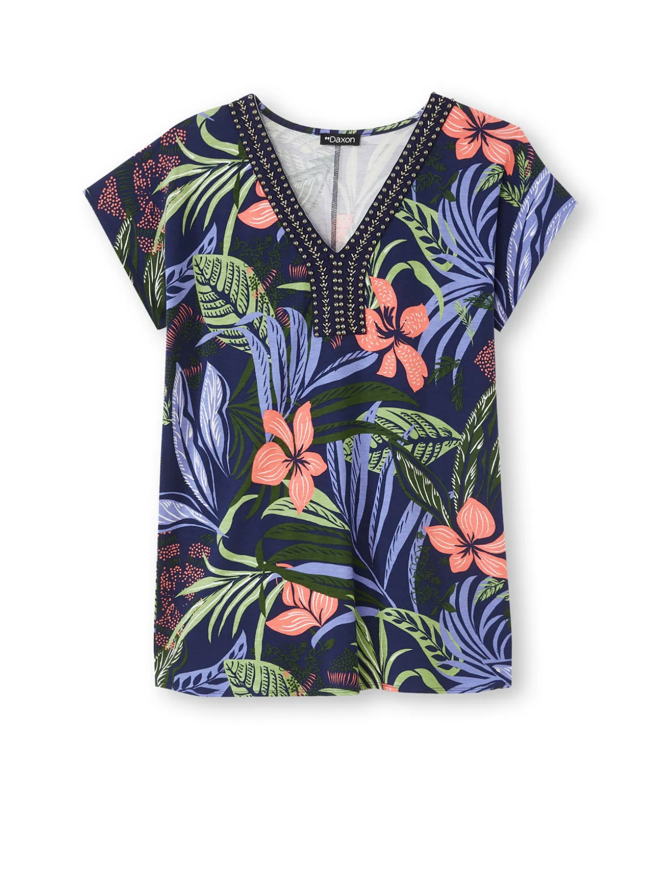 Tee-shirt perles fantaisie maille fluide