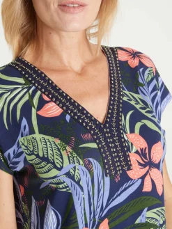 Tee-shirt perles fantaisie maille fluide