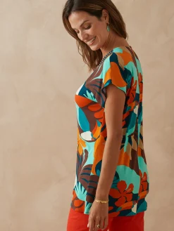 Tee-shirt perles fantaisie maille fluide