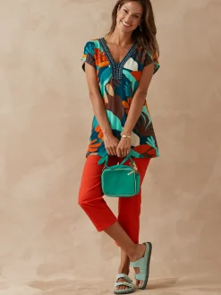 Tee-shirt perles fantaisie maille fluide