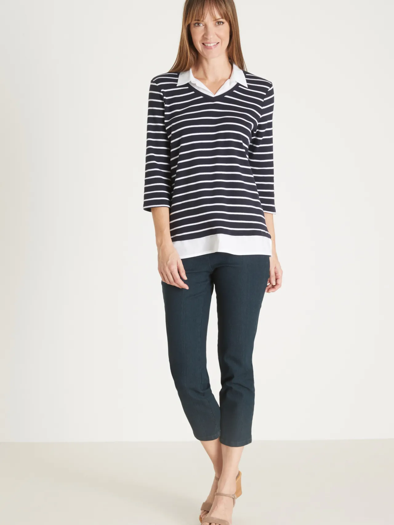 Tee-shirt rayé effet 2 en 1