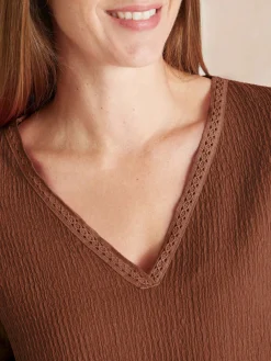 Tee-shirt V galon fantaisie