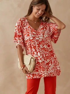 Tee-shirt V smocks au dos