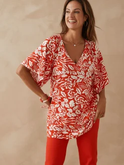 Tee-shirt V smocks au dos