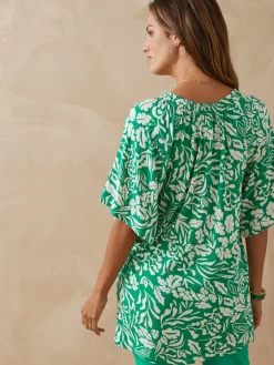 Tee-shirt V smocks au dos