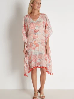 Tunique ample en voile à pompons