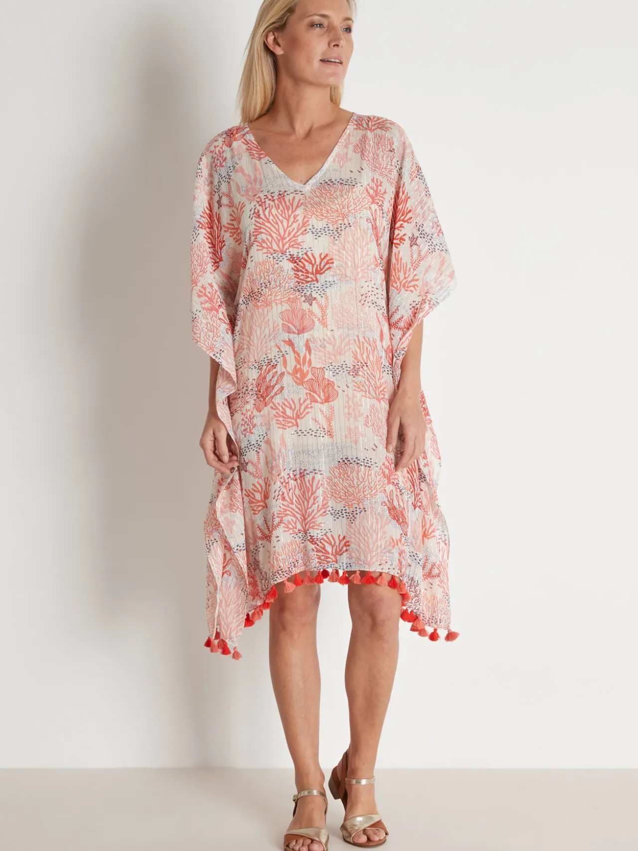 Tunique ample en voile à pompons