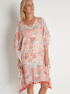 Tunique ample en voile à pompons