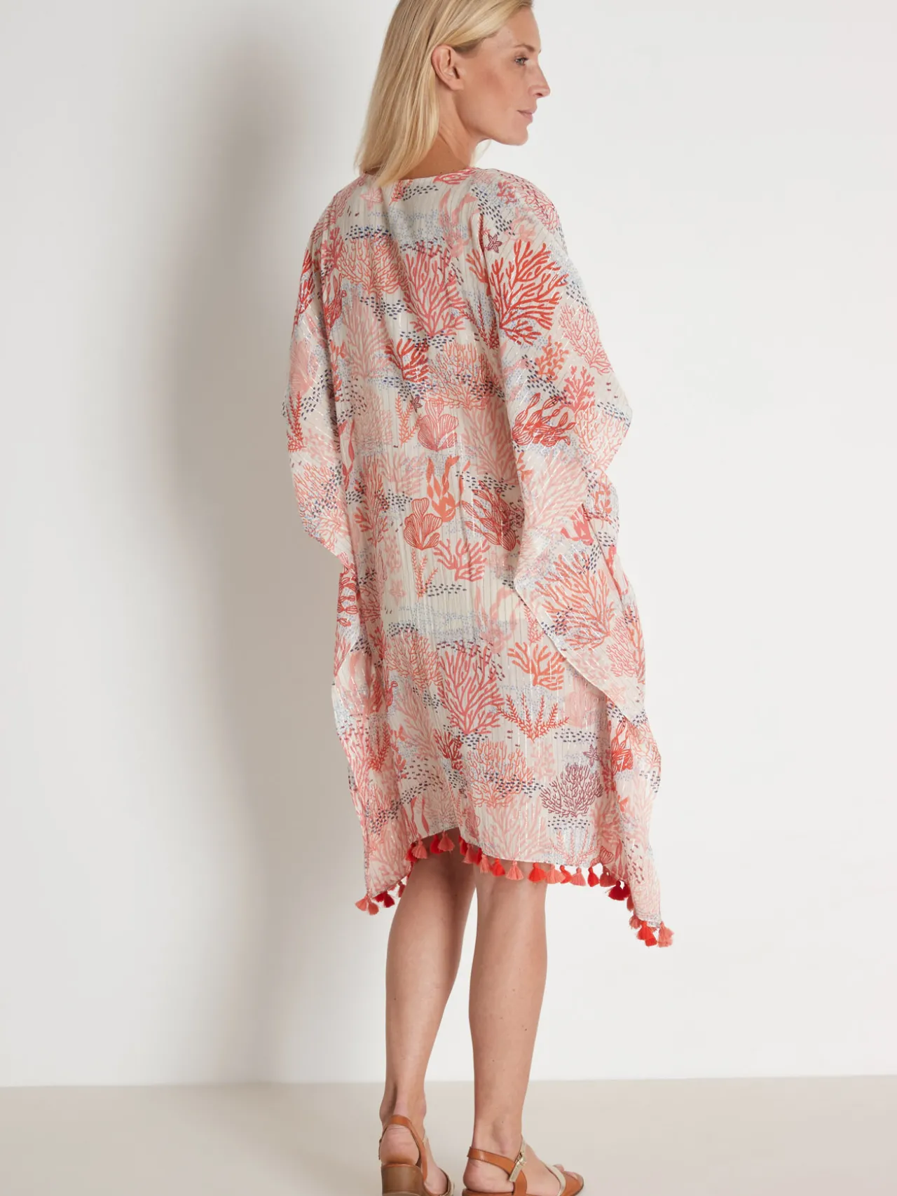 Tunique ample en voile à pompons