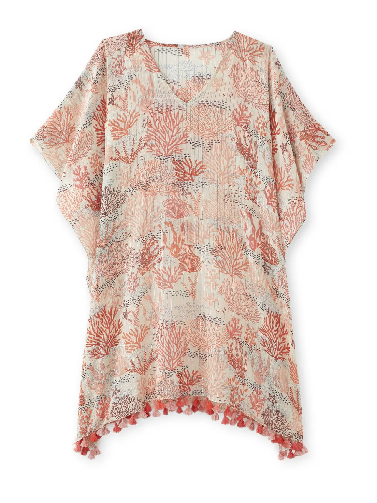 Tunique ample en voile à pompons