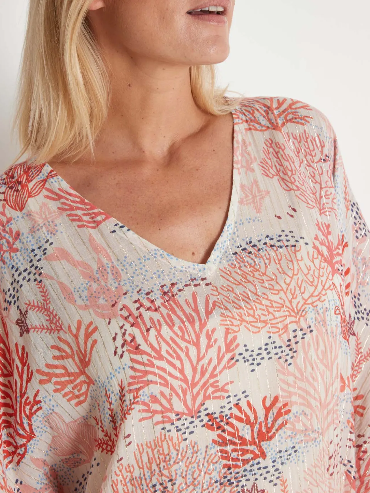 Tunique ample en voile à pompons