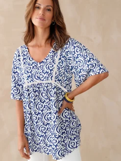 Tunique évasée élastiquée taille